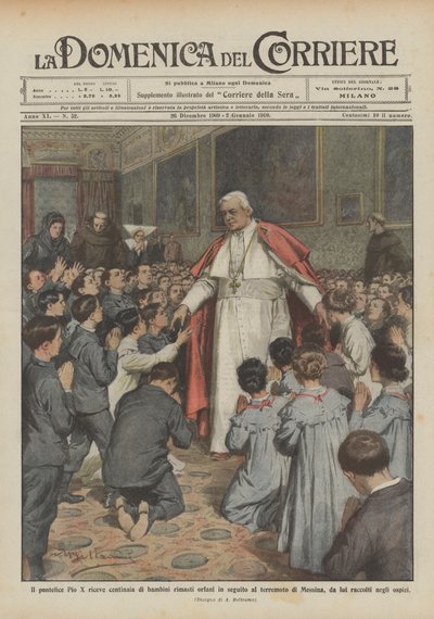 Pope Pius X Receives Hundreds of Children Orphaned by the Messina Earthquake by Achille Beltrame